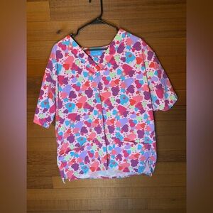 Colorful Hearts Scrub Top